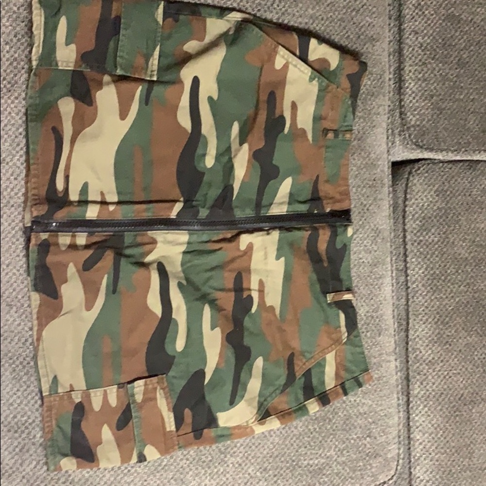 Camo denim skirt